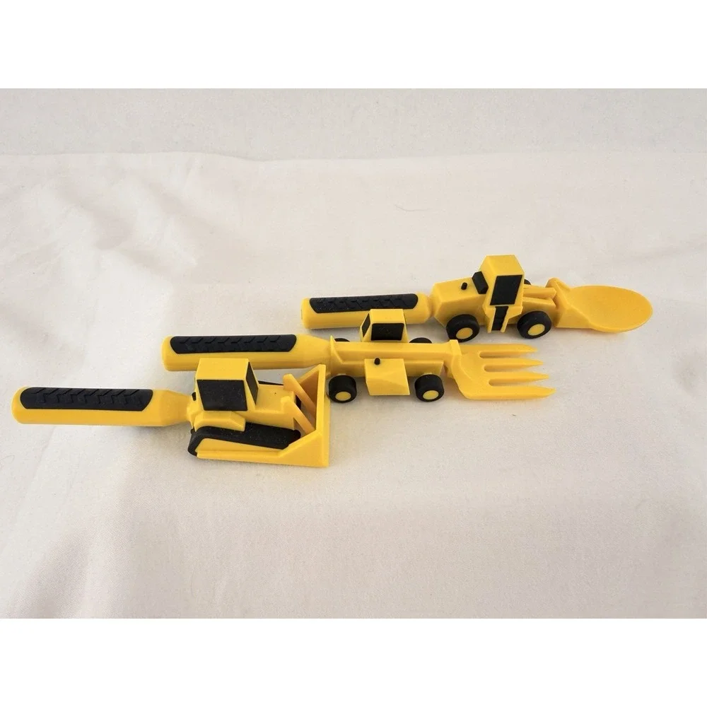 Kids Utensil Set Constructive Eating Construction Fork Spoon Bulldozer